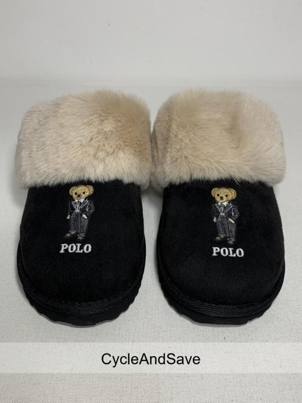 Polo Ralph Lauren Teddy Bear Faux Fur Slippers - Luxurious Loungewear Comfort